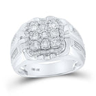 10kt White Gold Men's Round Diamond Square Cluster Ring - 1-1/2 Cttw | Splendid Jewellery - Alternate view 1 from Splendid Jewellery
