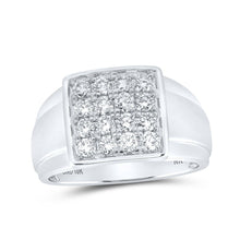 Load image into Gallery viewer, 10kt White Gold Mens Round Diamond Square Ring - A Captivating Statement of Masculinity and Elegance - Alternate view 1 from Splendid Jewellery
