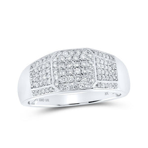 Men's Rings | 10kt White Gold Mens Round Diamond Square Ring 1/2 Cttw | Splendid Jewellery GND