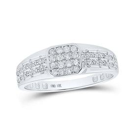10kt White Gold Square Diamond Men's Ring - 1/3 Cttw - Alternate view 1 from Splendid Jewellery