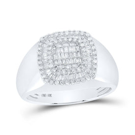 Elegant 10kt White Gold Men's Square Diamond Ring - 3/4 Cttw - Alternate view 1 from Splendid Jewellery