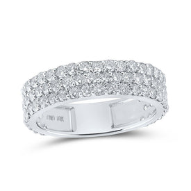 10kt White Gold Men's Triple Row Pave Diamond Band Ring - 2-5/8 Cttw - Alternate view 1 from Splendid Jewellery