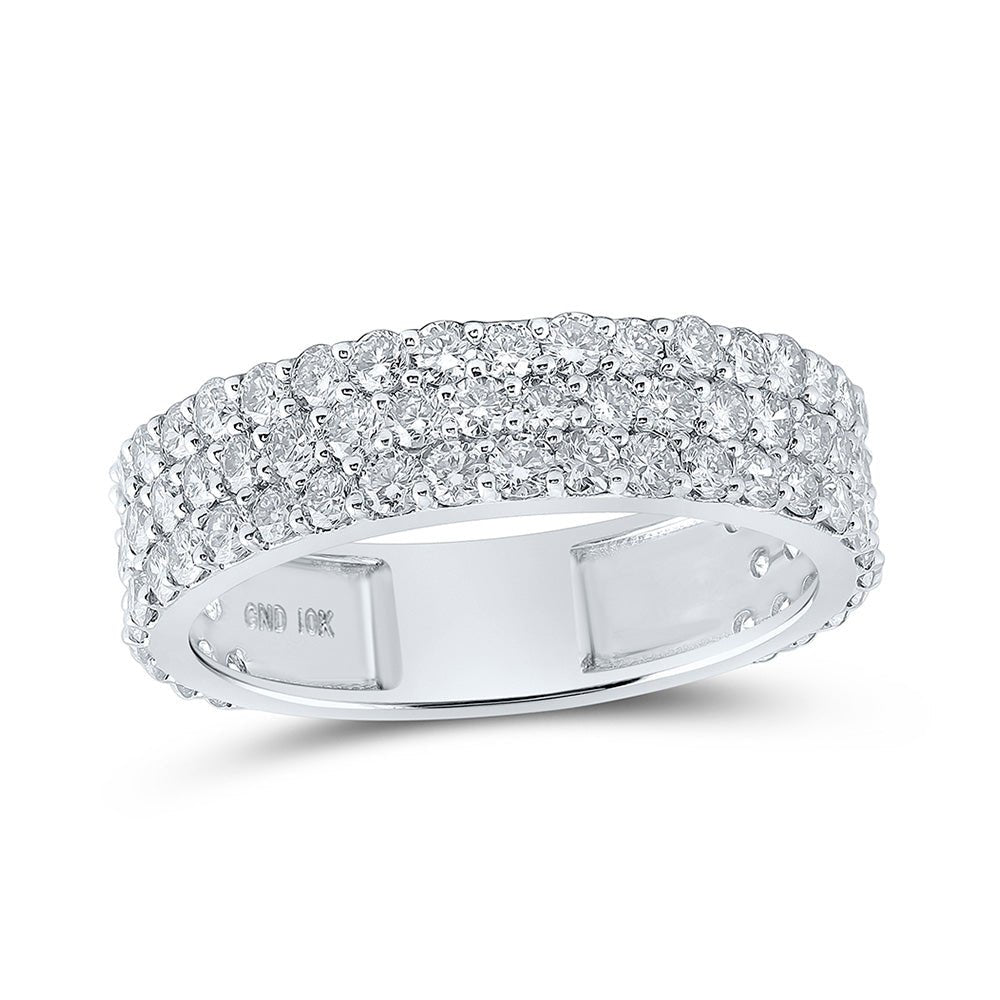 Men's Rings | 10kt White Gold Mens Round Diamond Triple Row Pave Band Ring 2-5/8 Cttw | Splendid Jewellery GND