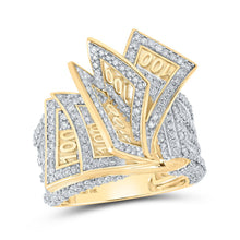 Load image into Gallery viewer, 10kt Yellow Gold Baguette Diamond 100 Bill Band Ring - A Dazzling Statement of Style Top view from the 10Kt Yellow Gold Mens Baguette Diamond 100 Bill Band Ring 3 1 3 Cttwpin218884 collection by Splendid Jewellery
