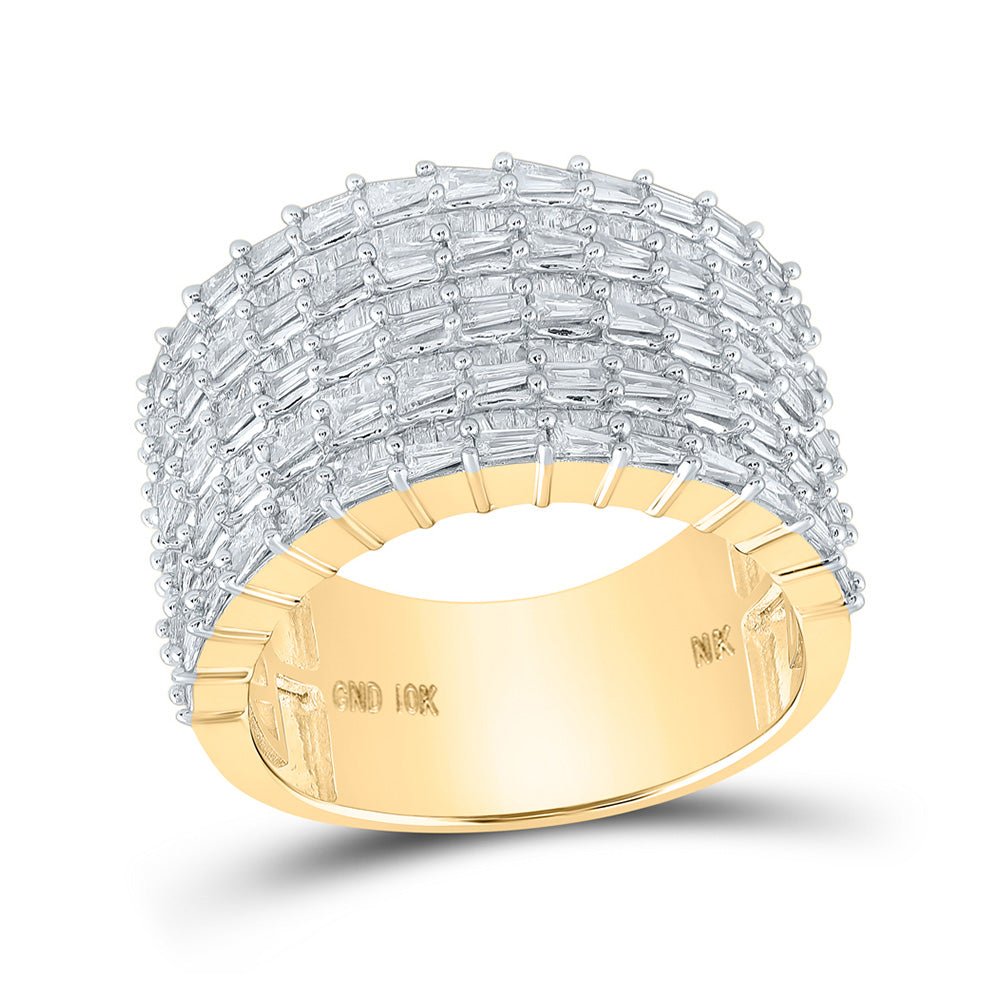 Men's Rings | 10kt Yellow Gold Mens Baguette Diamond Band Ring 2-1/2 Cttw | Splendid Jewellery GND