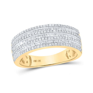 Men's Rings | 10kt Yellow Gold Mens Baguette Diamond Band Ring 3/4 Cttw | Splendid Jewellery GND