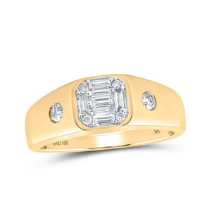 Men's Rings | 10kt Yellow Gold Mens Baguette Diamond Band Ring 3/8 Cttw | Splendid Jewellery GND