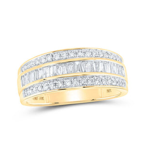 Men's Rings | 10kt Yellow Gold Mens Baguette Diamond Band Ring 7/8 Cttw | Splendid Jewellery GND