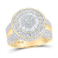 Load image into Gallery viewer, 10kt Yellow Gold Baguette Diamond Circle Cluster Men&#39;s Ring - 3-1/3 Cttw | Splendid Jewellery Top view from the 10Kt Yellow Gold Mens Baguette Diamond Circle Cluster Ring 3 1 3 Cttwpin286670 collection by Splendid Jewellery