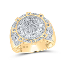 Load image into Gallery viewer, 10kt Yellow Gold Baguette Diamond Circle Men&#39;s Ring - 1 Cttw | Splendid Jewellery Top view from the 10Kt Yellow Gold Mens Baguette Diamond Circle Ring 1 Cttwpin210715 collection by Splendid Jewellery