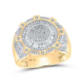 10kt Yellow Gold Baguette Diamond Circle Men's Ring - 1 Cttw | Splendid Jewellery Top view from the 10Kt Yellow Gold Mens Baguette Diamond Circle Ring 1 Cttwpin210715 collection by Splendid Jewellery