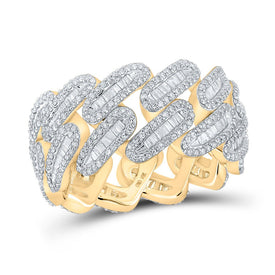 10kt Yellow Gold Baguette Diamond Cuban Link Band Ring - 2-1/3 Cttw Top view from the 10Kt Yellow Gold Mens Baguette Diamond Cuban Link Band Ring 2 1 3 Cttwpin284512 collection by Splendid Jewellery