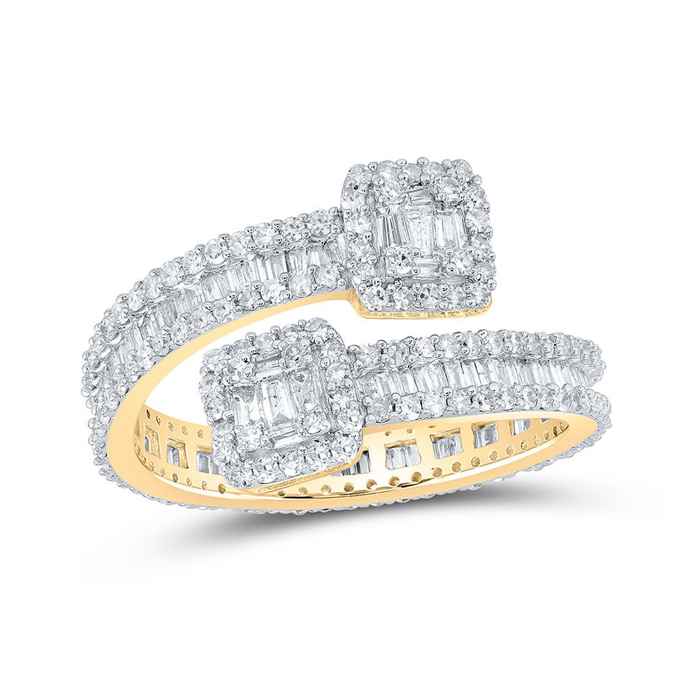 Men's Rings | 10kt Yellow Gold Mens Baguette Diamond Cuff Eternity Band Ring 1-5/8 Cttw | Splendid Jewellery GND
