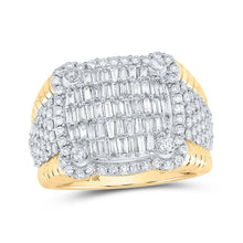 Load image into Gallery viewer, 10kt Yellow Gold Baguette Diamond Cushion-shape Men&#39;s Band Ring - 2-1/4 Cttw | Splendid Jewellery Top view from the 10Kt Yellow Gold Mens Baguette Diamond Cushion Shape Band Ring 2 1 4 Cttwpin219601 collection by Splendid Jewellery