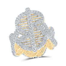 Load image into Gallery viewer, 10kt Yellow Gold Men&#39;s Baguette Diamond Dollar Sign Fashion Ring - 4-5/8 Cttw | Splendid Jewellery Top view from the 10Kt Yellow Gold Mens Baguette Diamond Dollar Sign Fashion Ring 4 5 8 Cttwpin286675 collection by Splendid Jewellery