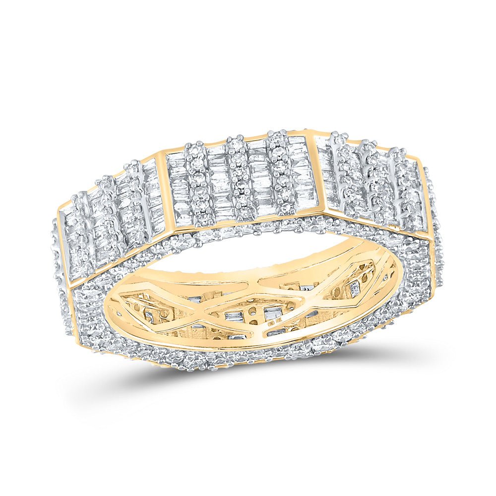 Men's Rings | 10kt Yellow Gold Mens Baguette Diamond Octagon Band Ring 2-5/8 Cttw | Splendid Jewellery GND