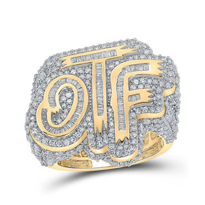 Men's Rings | 10kt Yellow Gold Mens Baguette Diamond OTF Fashion Ring 5 Cttw | Splendid Jewellery GND