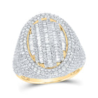 Luxurious 10kt Yellow Gold Men's Baguette Diamond Oval Ring - A Dazzling Statement Top view from the 10Kt Yellow Gold Mens Baguette Diamond Oval Ring 4 1 5 Cttwpin216317 collection by Splendid Jewellery