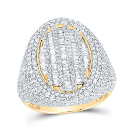 Luxurious 10kt Yellow Gold Men's Baguette Diamond Oval Ring - A Dazzling Statement Top view from the 10Kt Yellow Gold Mens Baguette Diamond Oval Ring 4 1 5 Cttwpin216317 collection by Splendid Jewellery