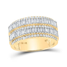 Load image into Gallery viewer, 10kt Yellow Gold Baguette and Round Diamond Men&#39;s Band Ring - 1-1/2 Cttw Top view from the 10Kt Yellow Gold Mens Baguette Diamond Round Band Ring 1 1 2 Cttwpin211202 collection by Splendid Jewellery