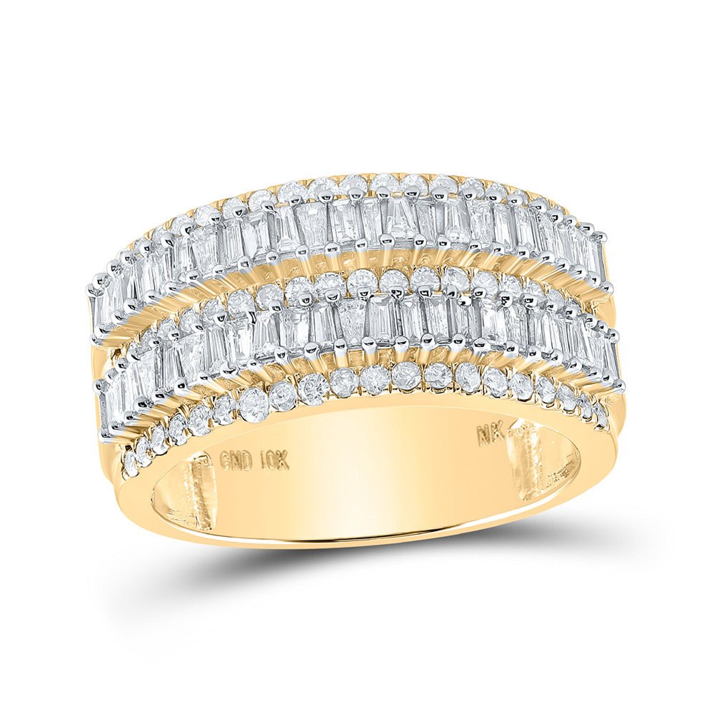 Men's Rings | 10kt Yellow Gold Mens Baguette Diamond Round Band Ring 1-1/2 Cttw | Splendid Jewellery GND
