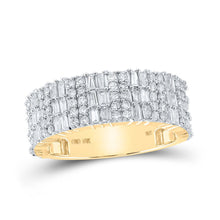 Load image into Gallery viewer, 10kt Yellow Gold Baguette Diamond Round Band Ring - 1-7/8 Cttw Top view from the 10Kt Yellow Gold Mens Baguette Diamond Round Band Ring 1 7 8 Cttwpin211220 collection by Splendid Jewellery