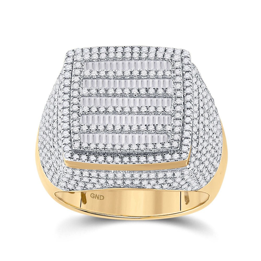 Men's Rings | 10kt Yellow Gold Mens Baguette Diamond Square Ring 2 Cttw | Splendid Jewellery GND