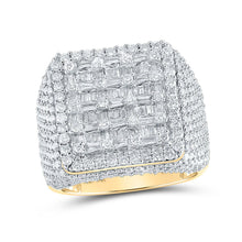 Load image into Gallery viewer, 10kt Yellow Gold Baguette Diamond Square Ring - 4-5/8 Cttw Top view from the 10Kt Yellow Gold Mens Baguette Diamond Square Ring 4 5 8 Cttwpin211250 collection by Splendid Jewellery