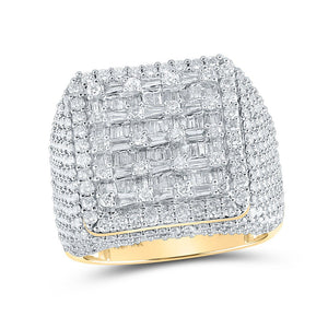 Men's Rings | 10kt Yellow Gold Mens Baguette Diamond Square Ring 4-5/8 Cttw | Splendid Jewellery GND