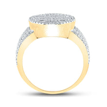Load image into Gallery viewer, 10kt Yellow Gold Baguette Diamond Statement Cluster Ring for Men - 1 Cttw | Splendid Jewellery Side 2 view from the 10Kt Yellow Gold Mens Baguette Diamond Statement Cluster Ring 1 Cttwpin246814 collection by Splendid Jewellery