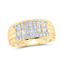 Load image into Gallery viewer, 10kt Yellow Gold Mens Princess Diamond Band Ring 1 Cttw | Regal Elegance Top view from the 10Kt Yellow Gold Mens Princess Diamond Band Ring 1 Cttwpin230361 collection by Splendid Jewellery