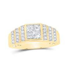 Load image into Gallery viewer, 10kt Yellow Gold Men&#39;s Diamond Band Ring - Exquisite Brilliance Top view from the 10Kt Yellow Gold Mens Princess Diamond Band Ring 1 Cttwpin230591 collection by Splendid Jewellery