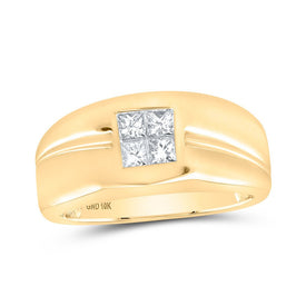 10kt Yellow Gold Men's Diamond Band Ring - Luxurious Statement Piece Top view from the 10Kt Yellow Gold Mens Princess Diamond Band Ring 1 2 Cttwpin216580 collection by Splendid Jewellery