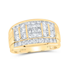 Load image into Gallery viewer, 10kt Yellow Gold Men&#39;s Diamond Band Ring - Elegant and Masculine Sparkle Top view from the 10Kt Yellow Gold Mens Princess Diamond Band Ring 2 Cttwpin230364 collection by Splendid Jewellery