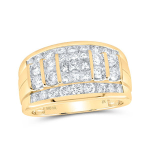 Men's Rings | 10kt Yellow Gold Mens Princess Diamond Band Ring 2 Cttw | Splendid Jewellery GND