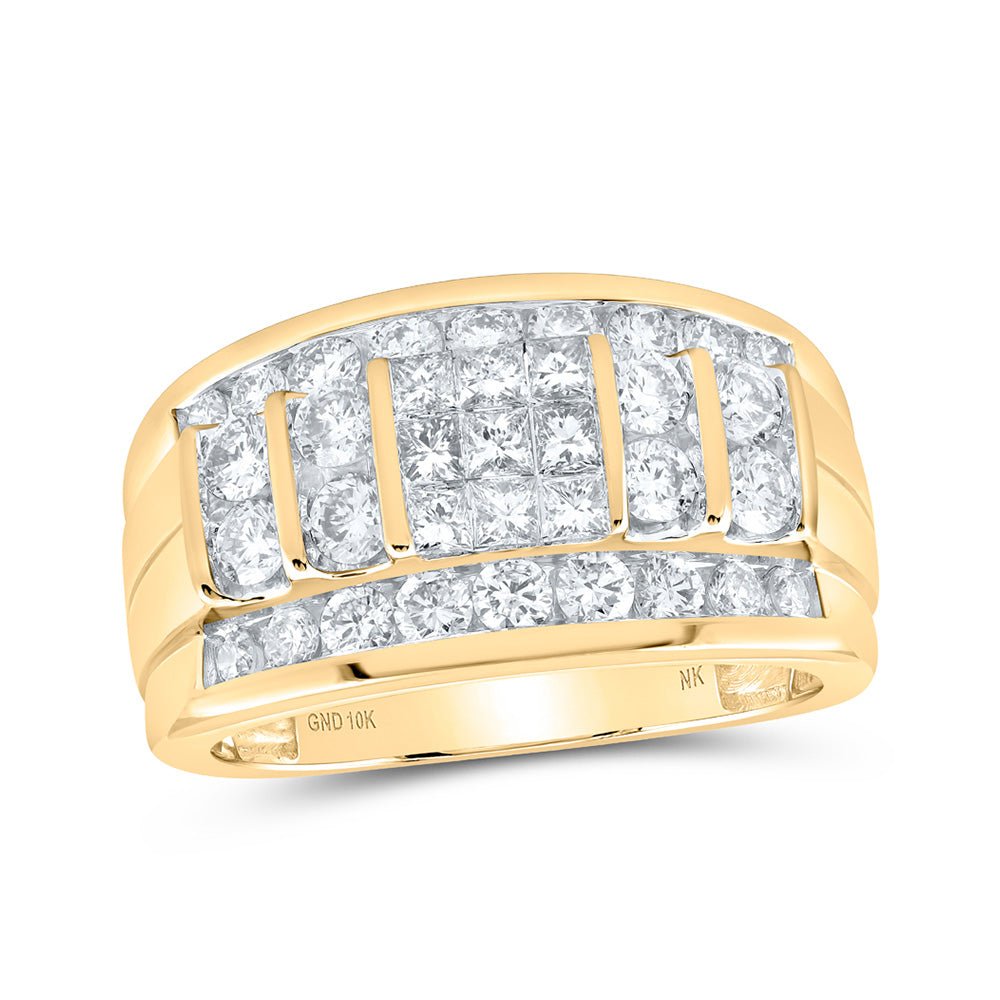 Men's Rings | 10kt Yellow Gold Mens Princess Diamond Band Ring 2 Cttw | Splendid Jewellery GND