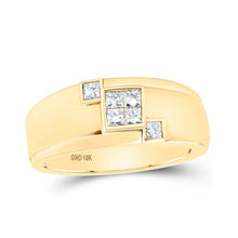 Load image into Gallery viewer, 10kt Yellow Gold Men&#39;s Diamond Band Ring - Regal Brilliance Top view from the 10Kt Yellow Gold Mens Princess Diamond Band Ring 3 8 Cttwpin230535 collection by Splendid Jewellery