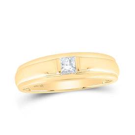 10kt Yellow Gold Men's Diamond Solitaire Band Ring - Captivating Brilliance Top view from the 10Kt Yellow Gold Mens Princess Diamond Solitaire Band Ring 1 3 Cttwpin230586 collection by Splendid Jewellery