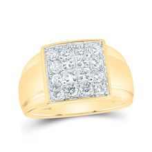 Load image into Gallery viewer, 10kt Yellow Gold Men&#39;s Square Diamond Ring - Exquisite Elegance Top view from the 10Kt Yellow Gold Mens Princess Diamond Square Ring 1 1 2 Cttwpin230569 collection by Splendid Jewellery