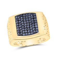 Load image into Gallery viewer, 10kt Yellow Gold Mens Square Ring with Black Diamond - 1-1/2 Cttw | Splendid Jewellery Top view from the 10Kt Yellow Gold Mens Round Black Color Treated Diamond Square Ring 1 1 2 Cttwpin230672 collection by Splendid Jewellery