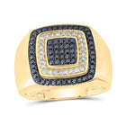 10kt Yellow Gold Men's Square Ring with Black Color Treated Diamond - Captivating 0.75 Cttw Men's Ring by Splendid Jewellery Top view from the 10Kt Yellow Gold Mens Round Black Color Treated Diamond Square Ring 3 4 Cttwpin230674 collection by Splendid Jewellery