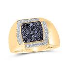 10kt Yellow Gold Square Ring with Black Color Treated Diamond - Masculine Elegance at its Finest! Top view from the 10Kt Yellow Gold Mens Round Black Color Treated Diamond Square Ring 7 8 Cttwpin230671 collection by Splendid Jewellery
