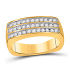 10kt Yellow Gold Mens Round Diamond 3-Row Band Ring - A Dazzling Statement of Masculine Elegance Top view from the 10Kt Yellow Gold Mens Round Diamond 3 Row Band Ring 1 2 Cttwpin206954 collection by Splendid Jewellery