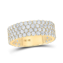 Load image into Gallery viewer, 10kt Yellow Gold Men&#39;s Round Diamond 4-Row Band Ring - A Dazzling Statement of Elegance Top view from the 10Kt Yellow Gold Mens Round Diamond 4 Row Band Ring 4 1 4 Cttwpin215627 collection by Splendid Jewellery