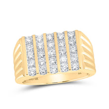 Load image into Gallery viewer, Exquisite 10kt Yellow Gold Diamond 5-Row Band Ring for Men - 1 Cttw | Splendid Jewellery Top view from the 10Kt Yellow Gold Mens Round Diamond 5 Row Band Ring 1 Cttwpin216586 collection by Splendid Jewellery