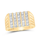 Exquisite 10kt Yellow Gold Diamond 5-Row Band Ring for Men - 1 Cttw | Splendid Jewellery Top view from the 10Kt Yellow Gold Mens Round Diamond 5 Row Band Ring 1 Cttwpin216586 collection by Splendid Jewellery