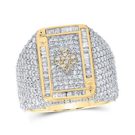 10kt Yellow Gold Men's Round Diamond ACE Spade Cluster Ring - A Majestic Statement of Style and Elegance Top view from the 10Kt Yellow Gold Mens Round Diamond Ace Spade Cluster Ring 3 5 8 Cttwpin232510 collection by Splendid Jewellery