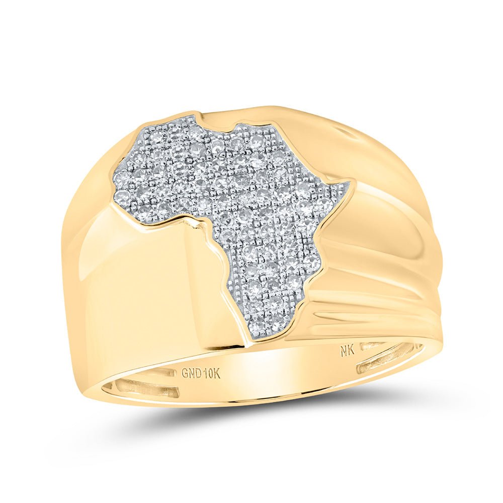 Men's Rings | 10kt Yellow Gold Mens Round Diamond Africa Cluster Ring 1/3 Cttw | Splendid Jewellery GND