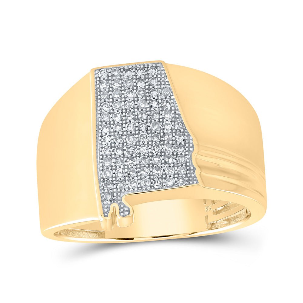 Men's Rings | 10kt Yellow Gold Mens Round Diamond Alabama State Band Ring 1/3 Cttw | Splendid Jewellery GND