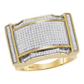 10kt Yellow Gold Men's Diamond Cluster Arched Rectangle Ring - 3/4 Cttw | Splendid Jewellery Top view from the 10Kt Yellow Gold Mens Round Diamond Arched Rectangle Cluster Ring 3 4 Cttwpin17393 collection by Splendid Jewellery